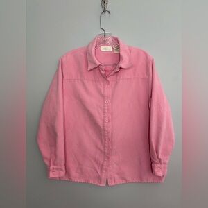 Studio Works Pink Lightweight Jacket Petite Large Button Down Spring Long Sleeve